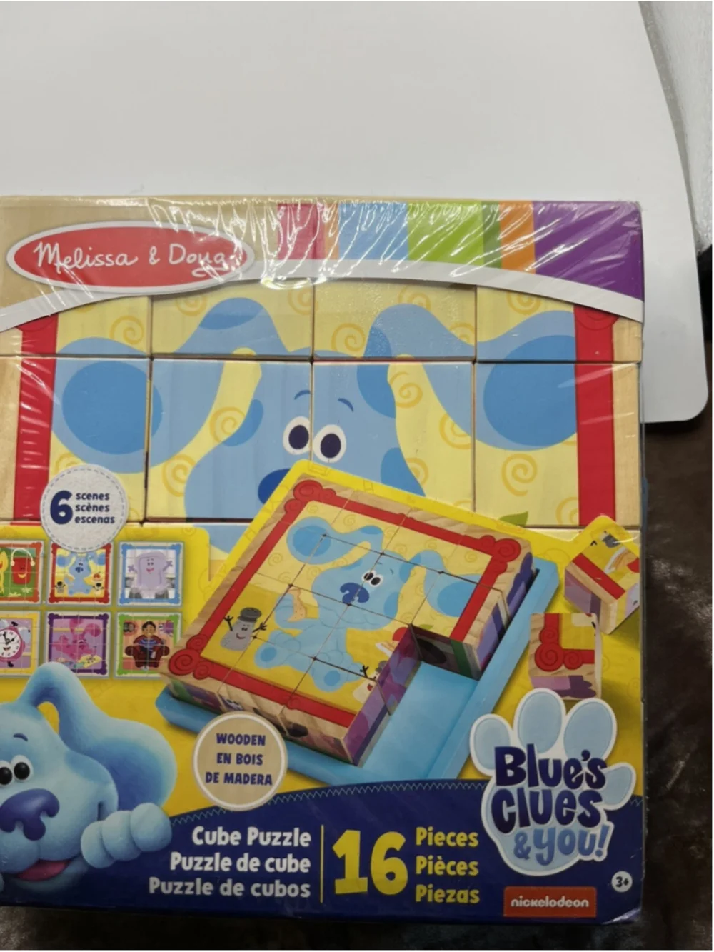 Melissa & Doug Blue's Clues & You Wooden Cube Puzzle 6-in-1 Tray NEW